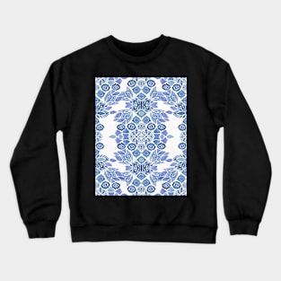 Classic blue Boho floral folk watercolor medaillon Crewneck Sweatshirt